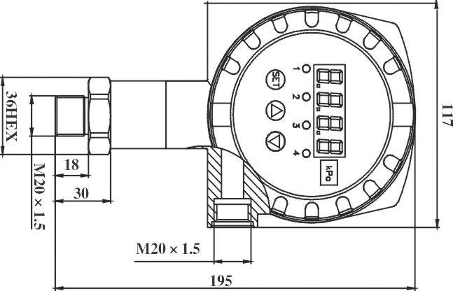 BPZK03-1 Inteligentny przełącznik ciśnienia 116 mm Dia Elektroniczny przełącznik ciśnienia różniczkowego 1